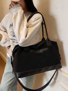 NingJia Women's Large Capacity Travel Bag, Lightweight Short-Distance Luggage Bag, Outdoor Travel Wet And Dry Separation, Swimming, Sports, Fashionable Fitness Handbag - Black - View 3