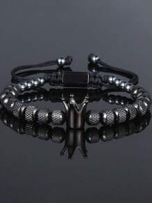 1 pulsera de hombre con diseño de corona, de acero inoxidable, ajustable, de color negro/plateado/dorado, hecha a mano, resistente a los arañazos, regalo para el Día de San Valentín, Día del Padre, primavera 2025