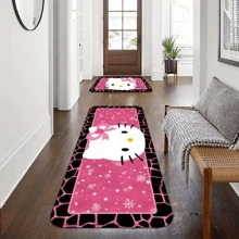 Sanrio 1/2pcs Sanrio Hello Kitty Polyester Door Mat, Cute Cartoon Character Office Floor Rug, Decorative Carpet For Living Room, Bedroom, Kitchens, Bathrooms, And Laundry Rooms.Yoga Studio Home Bathroom Decor Outdoor Rug Door Mat Summer Back To School