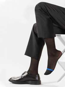 2/5 双男士超薄透气纯色中筒正装袜，四季皆宜，凉爽不吸汗，秋季