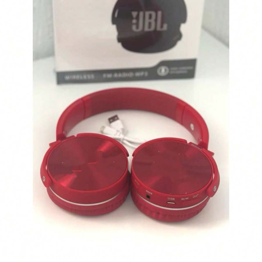 Fone de Ouvido Bluetooth Sem Fio jb Everest 950BTWireless Radio FM Mp3 Cartão Memória - Vermelho - Visão 1