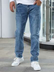 Quần Jeans Co Giãn Có Túi Cho Nam Mặc Hàng Ngày - Rửa nhẹ - Xem 2