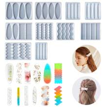 10pcs Assorted Silicone Mold Clips Hair Accessories, DIY Handmade Resin Crafts Suitable For Daily Wear - White - View 12