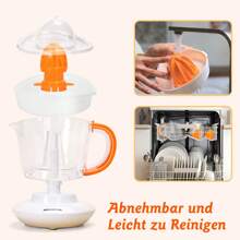 Elektrische Saftpresse mit 2 Kegeln, Orangenpresse 40 Watt, Zitruspresse 0,7 Liter, 2 Drehrichtungen, Hohe Saftausbeute, Tropfsicherer Auslauf - Frischer Saftgenuss