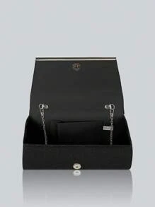 Shiny And Elegant Pleated Women's Evening Bag With Charming Rhinestone Pendant Necklace, Bracelet, Earrings, Gorgeous And Exquisite Party Clutch, Perfect Purse For Party Girls, Brides, College Students, Shoulder Crossbody Bag With Detachable Metal Chain, Perfect For Prom, Banquet, Party, Wedding, Holiday Party, Best Gift