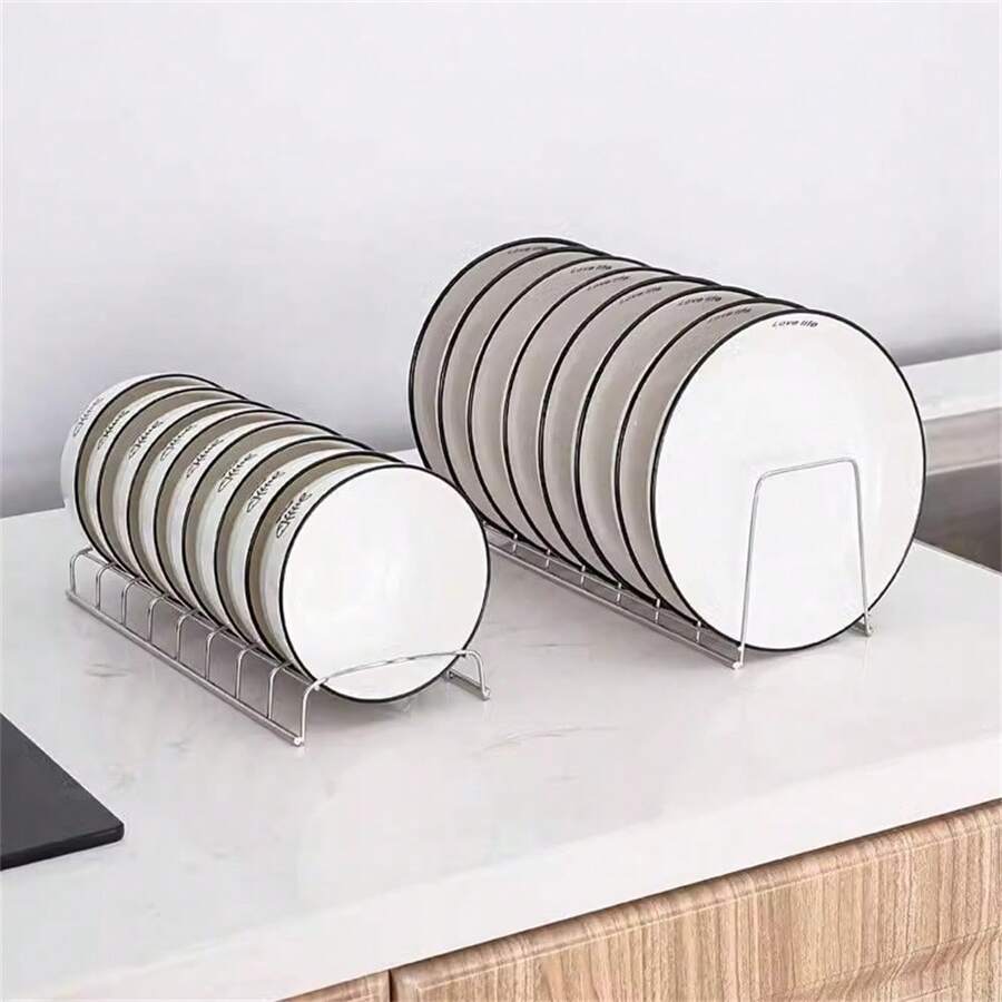 1pc Stainless Steel Bowl/Dish Rack, Household Drainage Rack, Cooking Dish Pan Cover Stand, Kitchen Organizer, Kitchen Accessories