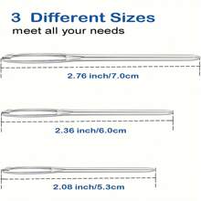 9 szt./15 szt./25 szt. Igły z dużym oczkiem, ostre igły, igły dziewiarskie, igły do szycia, nici do robótek ręcznych, nici do szycia w 12 kolorach - idealne do ukończenia projektów szydełkowych - Wielokolorowe - Zobacz 3