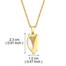 1 Stück Irische Harfe Anhänger Halskette für Damen, Schmuck aus Edelstahl, Musikinstrument aus Irland