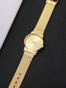 Mesh Strap Round Pointer Quartz Watch As A Gift For Students Returning To School
