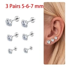 7 Paar 20G flache Rückseite Ohrringe für Frauen und Männer, silberne hypoallergene rostfreie Stahlohrstecker mit kubischen Zirkonias, chirurgischer Stahl Knorpelohrringe für empfindliche Ohren 2-3-4-5-6-7-8mm