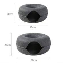 Donut Cat Bed For 2 Cats Pet Cat Tunnel Toys Kitten House Basket Interactive Play Toys For CatsFelt Rabbit Cave Nest