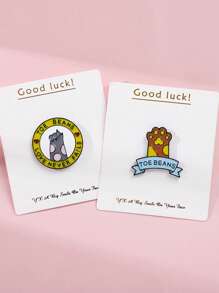 2pcs/Set Cute Cat Paw Brooch, Cartoon Animal Pet Couple Backpack Decoration Pendant, Adorable Cat Summer School Style Accessory