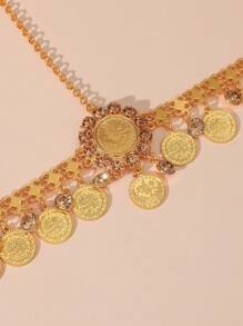 A Gold All-In-One Style Headchain, Dating Dinner Wedding And Other Important Pieces To Wear To Highlight The Elegant, The Use Of Zinc Alloy Material Inlaid With Champagne Rhinestone Water Drops Hanging Romantic Style Can Be Used As The Bride's Wedding Blessing Gift Birthday Gift