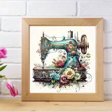 5D DIY钻石画套装，圆形亚克力钻石，静物缝纫机刺绣十字绣艺术品，全钻工艺，适合墙面装饰和礼品 - 彩色 - 查看 3