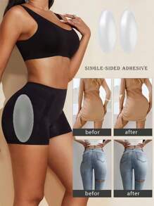 2pcs Women's Sexy Invisible Design Reusable Buttocks Silicone Pads, Used To Physically Enhance The Buttocks On Both Sides And Shape The Body, Support The Hips And Buttocks Patches That Show Enlargement, Suitable For Ladies Of Various Body Types