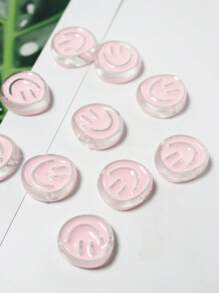 Set de 5 cuentas acrílicas transparentes de 21*22mm con diseños de caritas felices y huellas de gato para hacer DIY como diademas, pulseras, collares, correas para teléfono, llaveros y accesorios para el cabello - Multicolor - Ver 15