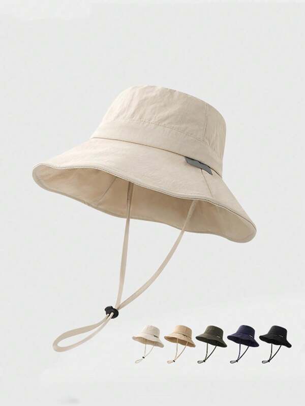 1pc Women Outdoor Hiking Hat, 4-Season Fisherman Sun Hat, UV Protection Sun Visor (Needs Manual String Tying)