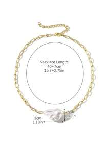 1 件优雅铜合金巴洛克珍珠项链，女士珠宝礼物 - 彩色 - 查看 5