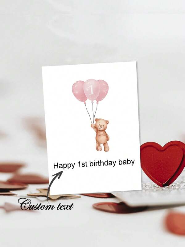 1 Set di Biglietti di Auguri Personalizzati per Compleanni, Carte Commemorative, "Buon 1° Compleanno", Biglietti di Auguri con Testo Modificabile, Biglietti di Auguri con Dettagli Stampabili, "Torta di Candeline e Tu", Carte Allegate, Modelli Modificabili, Regali Personalizzati per Moglie, Amici, Ritorno a Scuola, Forniture Scolastiche
