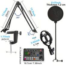 Podcast Equipment Bundle, Recording Studio Package With Voice Changer, Live Sound Card - Audio Interface For Laptop Computer Vlog Living Broadcast Live Streaming (F998) - 黑色 - 查看 2