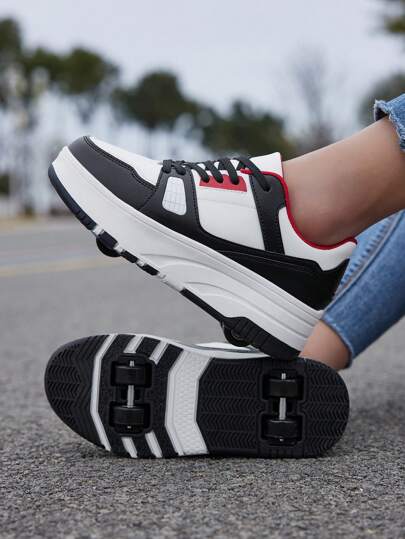 Pantofi detașați în stil retro pentru copii, doi în unu, pantofi cu role, pantofi sport la modă pentru băieți și fete