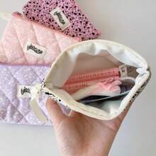 Simple Splashed Ink Cloth Storage Bag Student Portable Makeup Handbag Cosmetic Lipstick Bluetooth Earphone Storage Pouch
