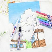 Set de 12piezas/24piezas Marcadores acrílicos de punta suave de presión, apilables, de secado rápido y opacos, adecuados para pintura en rocas, lienzos, madera, vidrio, gesso, cerámica, telas, plásticos, huevos, scrapbooking, kit de suministros de pintura artística