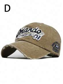 1pc Unisex Washed Vintage Orlando Letter Embroidery Fashion Baseball Cap - A - View 2