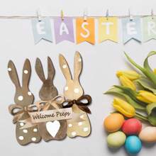 Osterdekoration Türhängeschild Kranz Willkommen Frohe Ostern Holz Türschild Willkommen Osterhase Kranz Schild für Osternbaum, Tür, Wand, Partyartikel