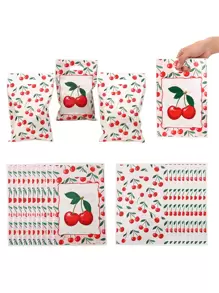 30 pièces Sacs cadeaux à motif d'impression de cerises, sacs fourre-tout en verre plastique, sacs d'emballage cadeaux style rustique à motif de cerises, fournitures de décoration pour anniversaire, fête de famille, articles de fête, fournitures d'emballage cadeaux, sacs d'emballage cadeaux amusants