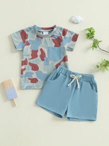 Toddler Baby Boy Clothes Summer Camouflage Short Sleeve T Shirt Tops And Shorts Cute Infant Baby Boy Outfits Clothing Set