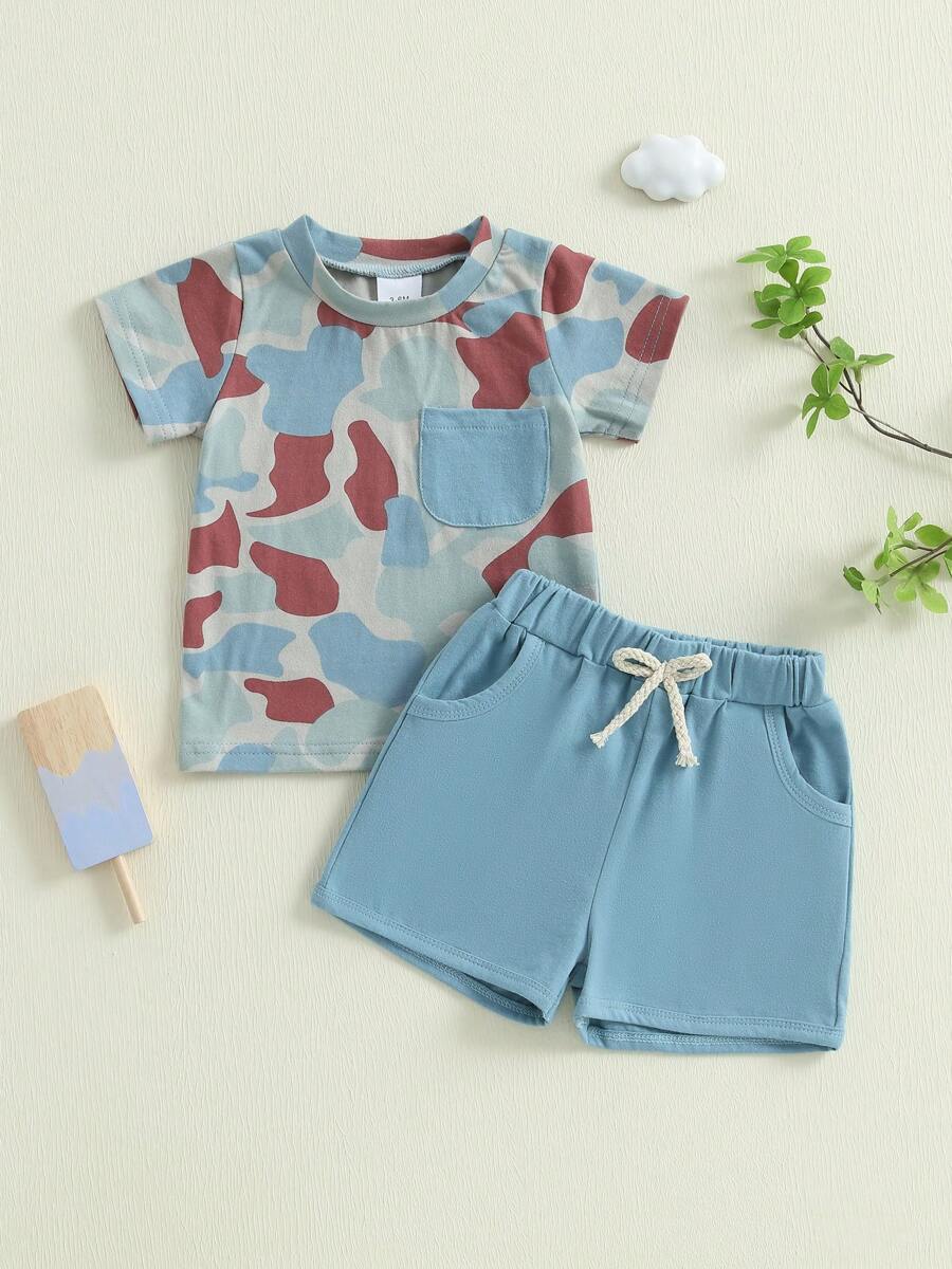 Toddler Baby Boy Clothes Summer Camouflage Short Sleeve T Shirt Tops And Shorts Cute Infant Baby Boy Outfits Clothing Set