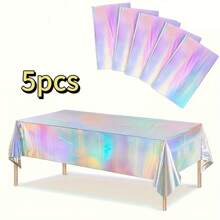 10 paquets de nappes de table irisées holographiques pour fête - nappes en aluminium jetables pour mariage, shower de mariée, anniversaire, révélation de sexe - fournitures de célébration en plastique, fabriquées à la machine