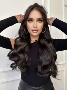 20 英寸 1 件装 3/4 全头卷发夹 合成接发 女士假发 5 个夹子 - 黑色 - 查看 11