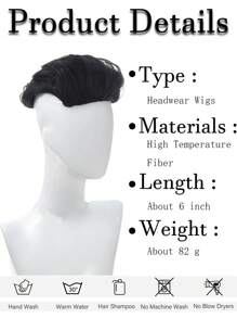 1pc Men's Synthetic Wig Fashion Men's Wig Natural Swept-Back Hairstyle Lightweight Men's Synthetic Wig For Short Straight Hair With Bangs