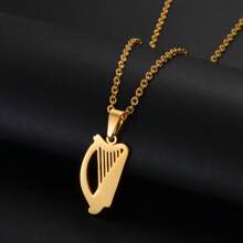 1 Stück Irische Harfe Anhänger Halskette für Damen, Schmuck aus Edelstahl, Musikinstrument aus Irland