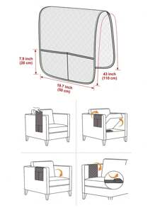 1PC/2pcs Water Repellent Sofa Armrest Covers Anti-Dirty Removable Couch Armrest Protector With Storage Bag Armchair Slipcovers For Living Room Home - Grey - View 3