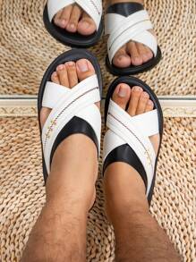 Men's Sandals Men's Arabic Sandals Formal Slippers - White Black - View 4