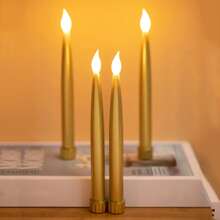 1-12 Pcs Gold Candles, Flameless Candles Flickering, Led Taper Candles Battery Powered, Led Candles Flickering, Flameless Taper Candles, Fake Candles For Wedding Decor, Home, Party, Room, Christmas Decorations, Thanksgiving Decorations, Halloween Decor