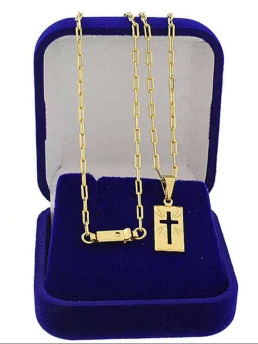 Corrente Cordão Infantil Banhado a ouro 18K Pingente Plaquinha - Ouro amarelo - Visão 1