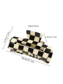 3-Piece Set Of Women's Sweet And Cute Checkerboard Grip Clips, Made Of Acetic Acid Material For Daily Commuting Fixed Hair, Hot Selling Classic Style Plate Hair Medium Grip Clip,Valentine's Day Couple As Gift Hair Accessories