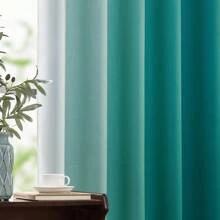 2 Pcs Solid Color Gradient Vertical Stripe Blackout Curtain Blackout Curtains With Coating Insulating Lining, Perfect For Living Room, Bedroom, Kitchen, Bathroom, Home Decoration, Room Decor - màu xanh da trời - Xem 9