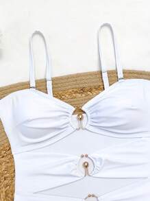 白色镂空连体泳衣，可拆卸泳衣垫，连体泳衣，度假泳衣，女士夏季服装，节日，伊比沙岛服装，女士泳装，比基尼套装，女士泳衣，女士沙滩装