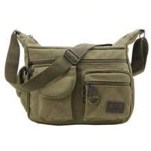 Men Casual Sling Bag Messenger Crossbody Shoulder Unisex Travel Outdoor Vintage Bags - Khaki - View 1