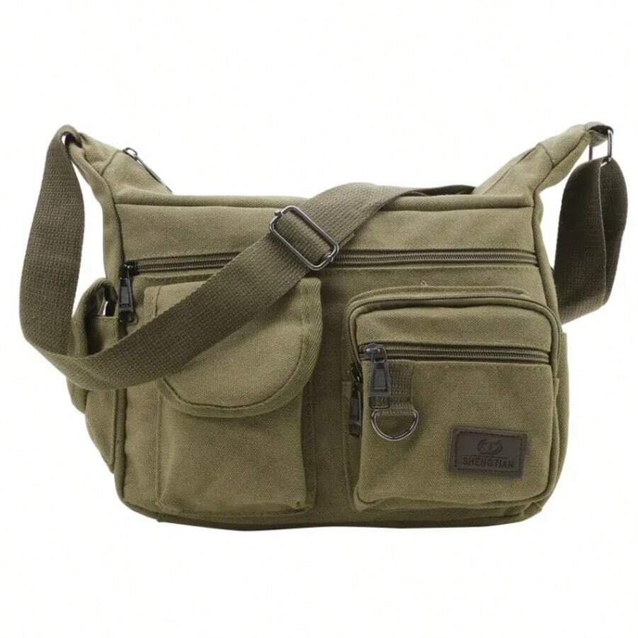 Men Casual Sling Bag Messenger Crossbody Shoulder Unisex Travel Outdoor Vintage Bags - Khaki - View 1