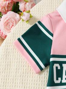 3 stuks/set meisjes casual outfit - polo shirt + A-lijn rok + shorts, school stijl sportieve chique veelzijdige set