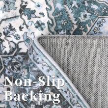 Area Rugs Washable Rugs Vintage Rug For Living Room Distressed Medallion Rug For Bedroom Low Pile Nursery Rug Boho Office Rug Neutral Rug Oriental Farmhouse Rugs - Gray Green - 查看 6