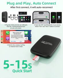 Wireless CarPlay Adapter With Netf1ix Y0uTube-Android Auto Wireless Adapter Magic Link Ai Box - 黑色 - 查看 6