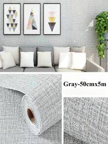 Papel de parede de linho autoadesivo 3D, adesivos de parede contínuos à prova d'água para sala de estar, quarto, armário de cozinha, adesivo de parede à prova d'água 50cmx5m