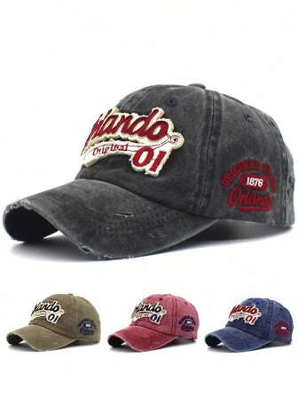 1 件男女通用水洗复古奥兰多字母刺绣时尚棒球帽